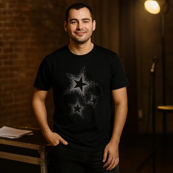 Theater Star Graphic T Shirt Size 2XL Black Cotton Short Sleeve Top - Picture 2 of 9